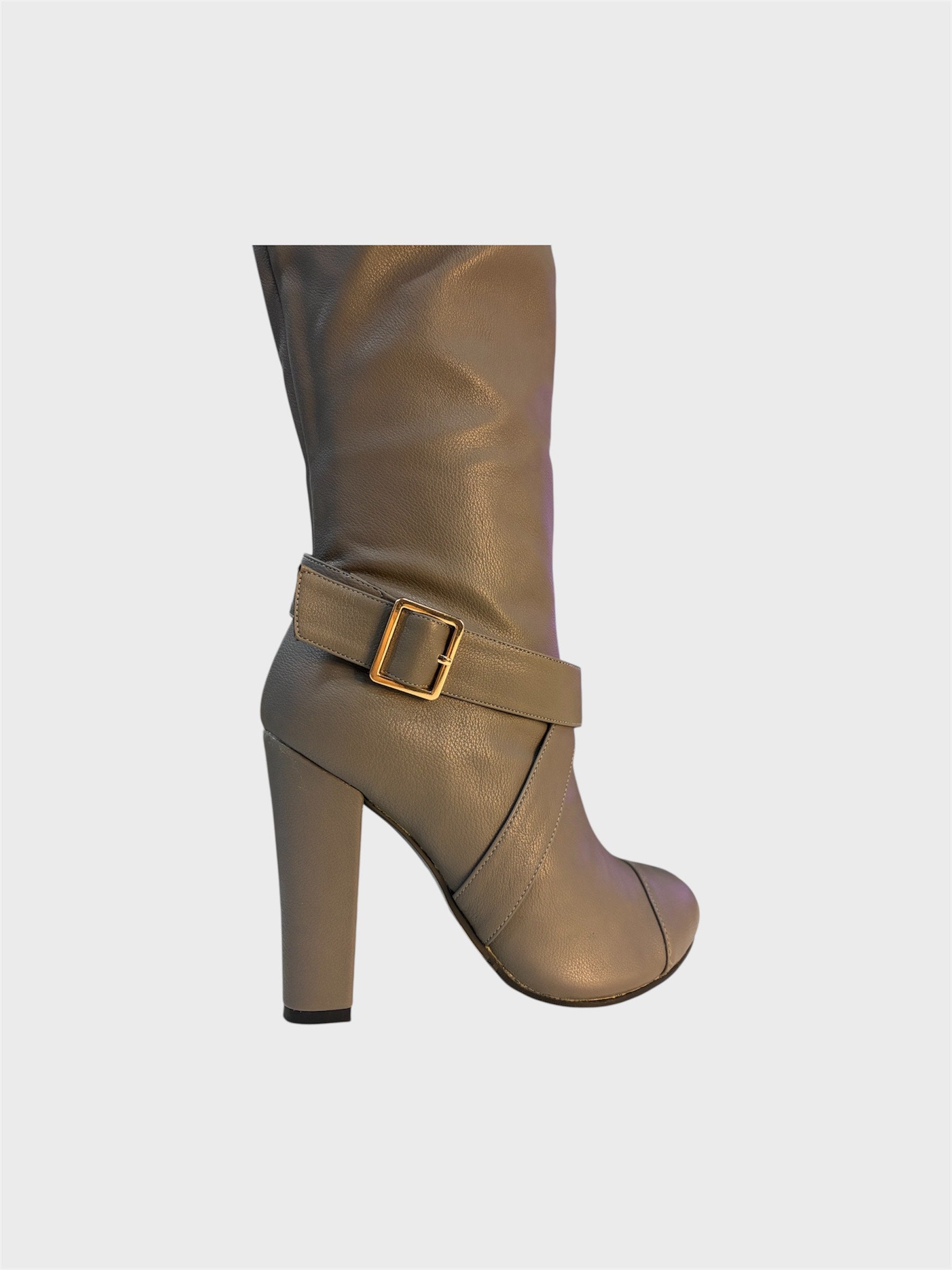 Fur Lined OTK Heel Boot – Grey