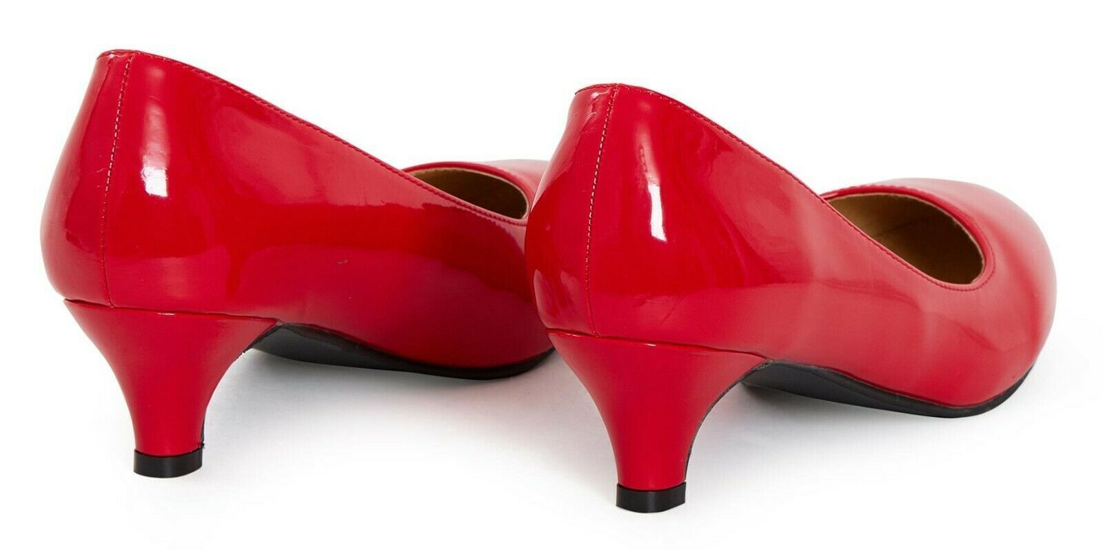 Red low heel cheap court shoes